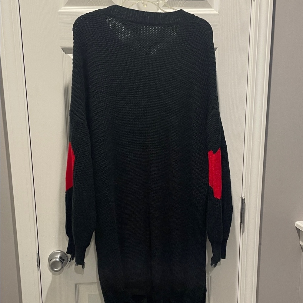 SHEIN Black Sweater with Bold Red Hearts - Picture 7 of 7